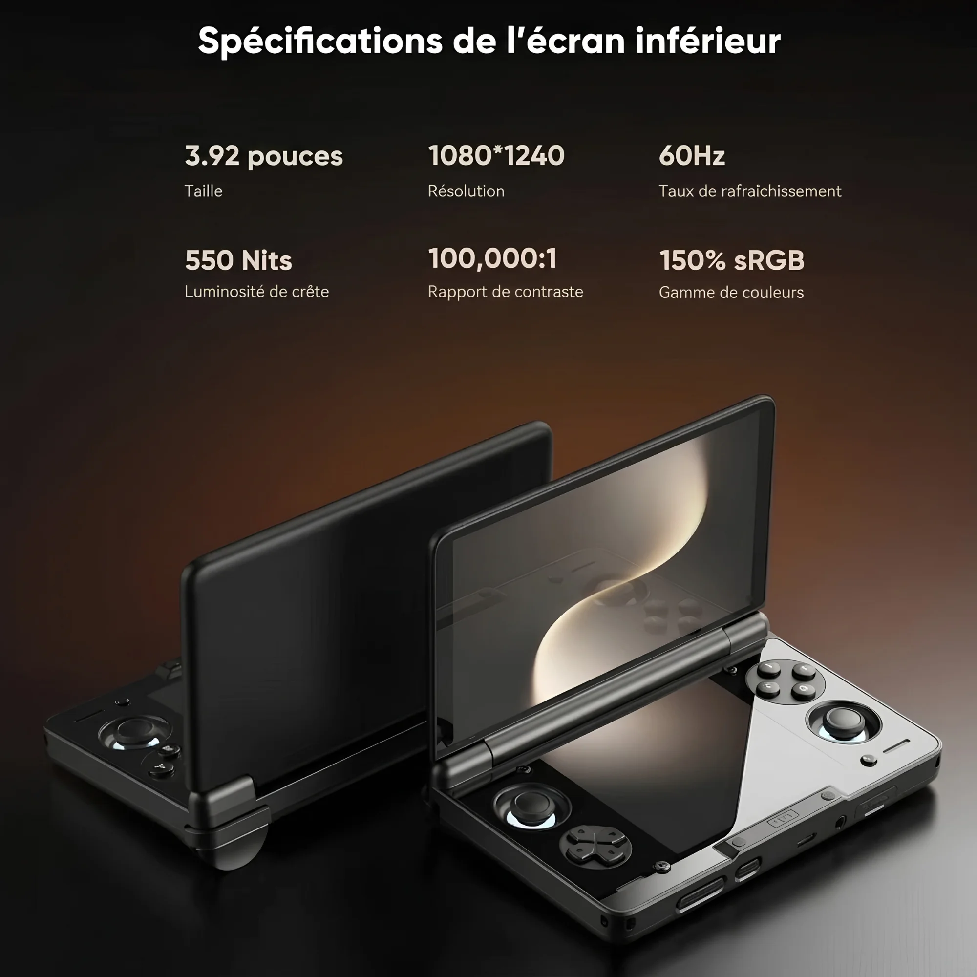 Écran inférieur AMOLED 3.92 pouces